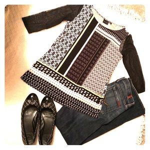 Tribal, sheer 3/4 length sleeved blouse